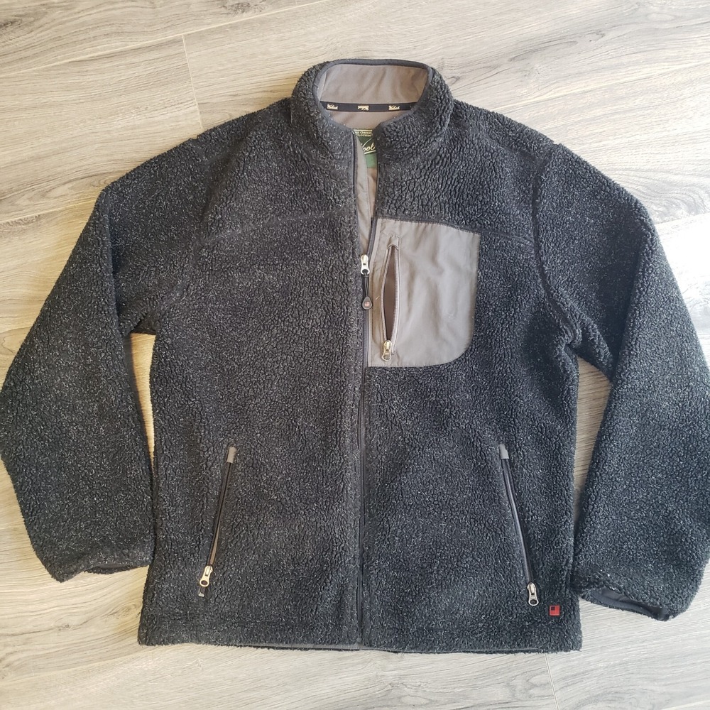Woolrich Mens Onyx Heather Sherpa Fleece Full Zip Jacket Mock Neck Large